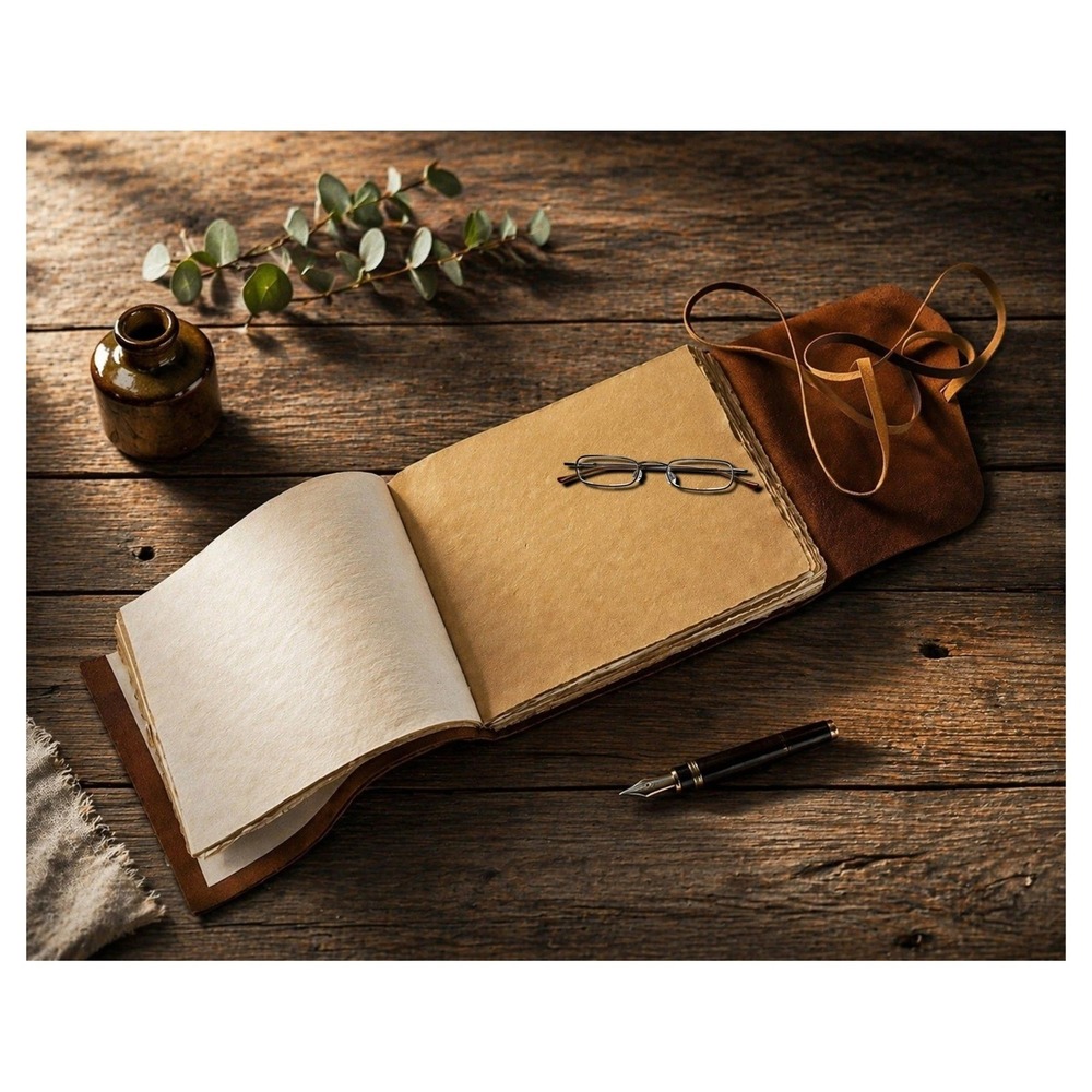 Leather "Our Story" Journal Deckle Edge Paper Wax Dividers Wedding Memory Book